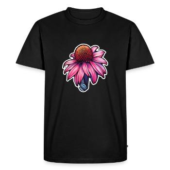 Fleur d’échinacée - T-shirt Premium bio Homme - noir - Devant - Nico (187cm)