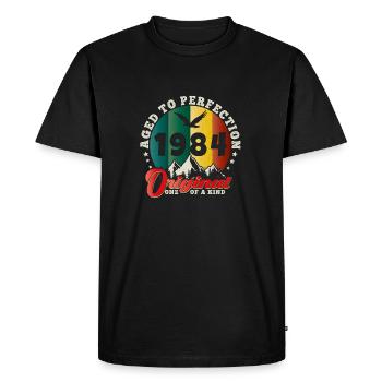 Anniversaire vintage 1984 - idée cadeau rétro 1984 - T-shirt Premium bio Homme - noir - Devant - Nico (187cm)