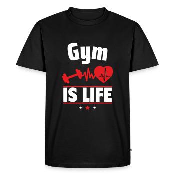 Strength training is life - Men's Premium Organic T-Shirt - black - Front - Nico (187cm)