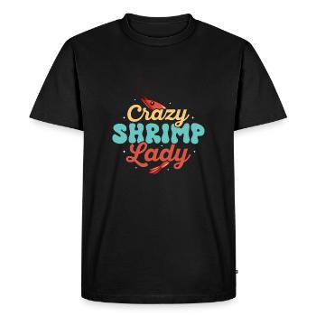 Crazy Shrimp Lady Seafood Shrimp Lover - Men's Premium Organic T-Shirt - black - Front - Nico (187cm)