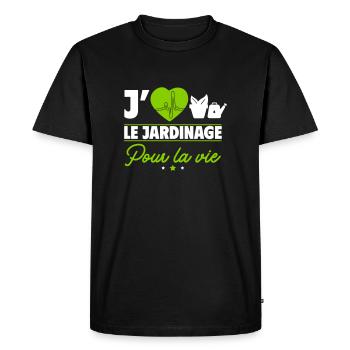 J'aime le jardinage – une passion pour la vie ! - T-shirt Premium bio Homme - noir - Devant - Nico (187cm)