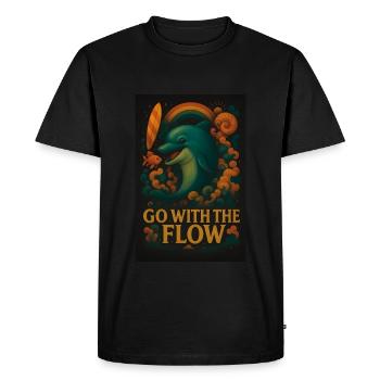 Go With The Flow – Fun Dolphin Design - Men's Premium Organic T-Shirt - black - Front - Nico (187cm)