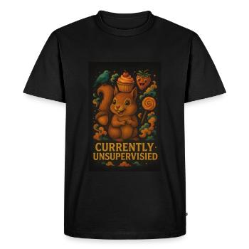 Currently Unsupervised – Funny Squirrel - Men's Premium Organic T-Shirt - black - Front - Nico (187cm)