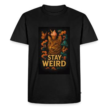 Katzen-Design – Stay Weird - Männer Premium Bio T-Shirt - Schwarz - Vorne - Nico (187cm)