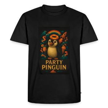 Pingouin de fête - Conception d’animaux drôle - T-shirt Premium bio Homme - noir - Devant - Nico (187cm)