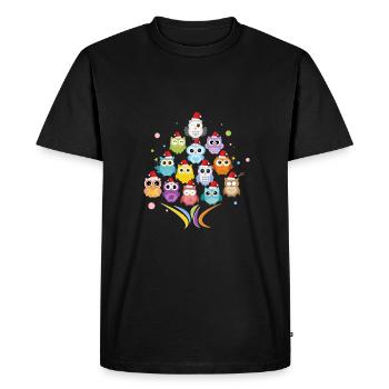 Christmas gifts. Christmas tree - animals - owls - Men's Premium Organic T-Shirt - black - Front - Nico (187cm)