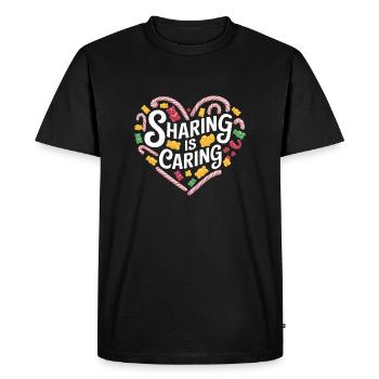 Sharing Is Caring Candy Heart Design - Men's Premium Organic T-Shirt - black - Front - Nico (187cm)