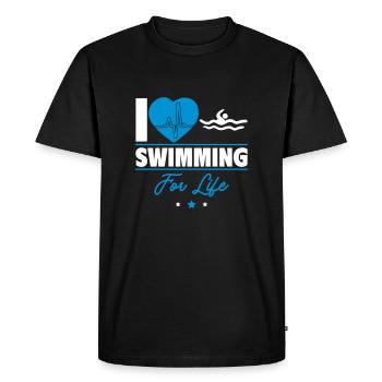 J’aime nager pour la vie - T-shirt Premium bio Homme - noir - Devant - Nico (187cm)