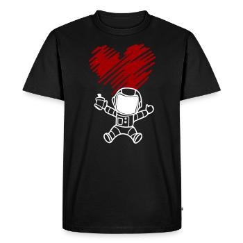 Petit astronaute avec des graffitis de coeur - T-shirt Premium bio Homme - noir - Devant - Nico (187cm)