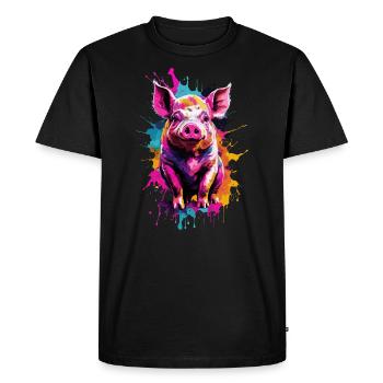 Cochon Cool Pig dans un design coloré et cool - T-shirt Premium bio Homme - noir - Devant - Nico (187cm)