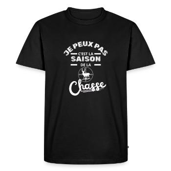 Je Peux Pas Saison De La Chasse Humour Chasseur - T-shirt Premium bio Homme - noir - Devant - Nico (187cm)