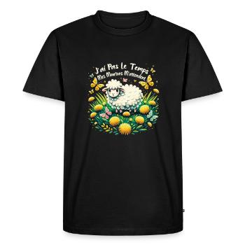 Citation sur les moutons, mes moutons m'attendent - Men's Premium Organic T-Shirt - black - Front - Nico (187cm)