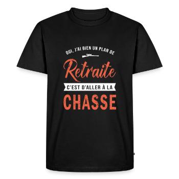 retraité chasse cadeau cool plan retraite chasseur - T-shirt Premium bio Homme - noir - Devant - Nico (187cm)
