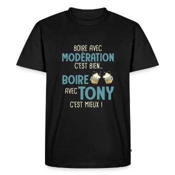 antony boire modération boire avec tony cest mieux - T-shirt Premium bio Homme - noir - Devant - Nico (187cm)
