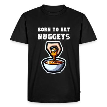 Croquettes de poulet Drôle de pépites de poulet Dicton - T-shirt Premium bio Homme - noir - Devant - Nico (187cm)