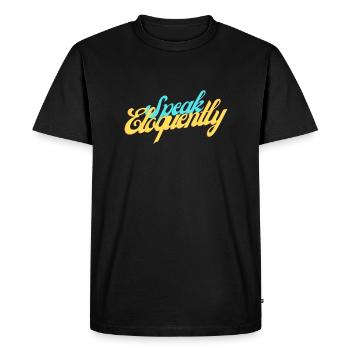 Speak Eloquently 01 - Men's Premium Organic T-Shirt - black - Front - Nico (187cm)