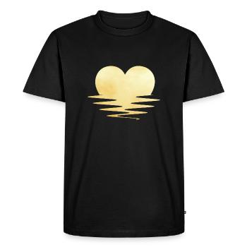 Coucher de soleil coeur vacances or amour voyage - T-shirt Premium bio Homme - noir - Devant - Nico (187cm)
