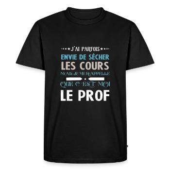Prof Meilleur Professeur - T-shirt Premium bio Homme - noir - Devant - Nico (187cm)