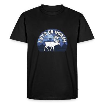 Aller au nord | Nordland | Nord | Caribou | renne - T-shirt Premium bio Homme - noir - Devant - Nico (187cm)