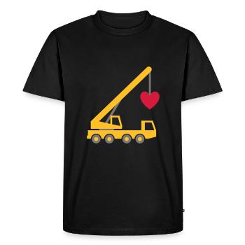 ★ Design colors can be changed ★ Mobile crane with a heart - Men's Premium Organic T-Shirt - black - Front - Nico (187cm)