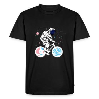 Transgender astronaut on a bicycle Trans Prid - Men's Premium Organic T-Shirt - black - Front - Nico (187cm)