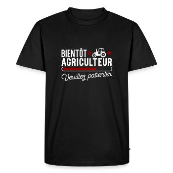 Bientôt agriculteur cadeau - T-shirt Premium bio Homme - noir - Devant - Nico (187cm)