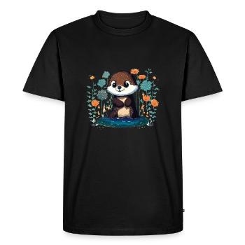 Fleurs de loutre bébé – Loutre - Men's Premium Organic T-Shirt - black - Front - Nico (187cm)