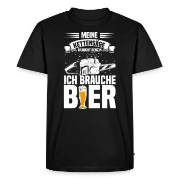Holz machen Spruch Sprüche Kettensäge - Männer Premium Bio T-Shirt - Schwarz - Vorne - Nico (187cm)