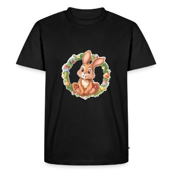 Illustration de Joyeuses Pâques - T-shirt Premium bio Homme - noir - Devant - Nico (187cm)