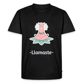 Lamma-Yogi meditates Namaste Yoga Chakra Karma - Men's Premium Organic T-Shirt - black - Front - Nico (187cm)