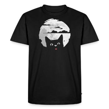 Le chat dérange la pleine lune - provoque une éclipse lunaire - T-shirt Premium bio Homme - noir - Devant - Nico (187cm)
