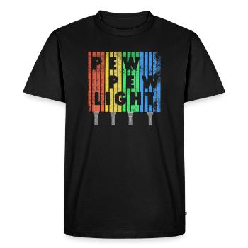 Pew Pew Light + Lampe de poche Design Vintage -Viral - T-shirt Premium bio Homme - noir - Devant - Nico (187cm)