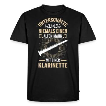 Posaune Alter Mann Posaunist Opa Musik Band - Männer Premium Bio T-Shirt - Schwarz - Vorne - Nico (187cm)