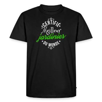 certifié meilleur jardinier cadeau humour jardin - T-shirt Premium bio Homme - noir - Devant - Nico (187cm)
