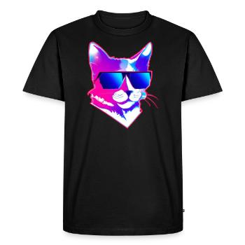 Cool Cat des années 80 - T-shirt Premium bio Homme - noir - Devant - Nico (187cm)