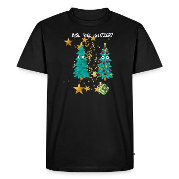 Paillettes,Noël, Arbre, Arbre de Noël - T-shirt Premium bio Homme - noir - Devant - Nico (187cm)