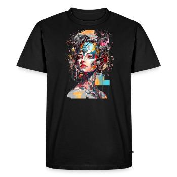 Portrait d’une femme IA androïde/cyborg - T-shirt Premium bio Homme - noir - Devant - Nico (187cm)