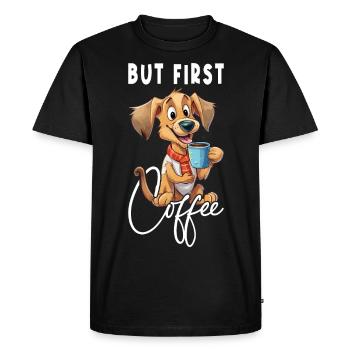 Café de chien mais premier animal de café disant drôle - T-shirt Premium bio Homme - noir - Devant - Nico (187cm)