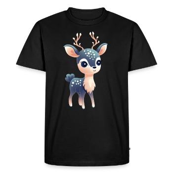 Cute Little Magical Christmas Fawn - Men's Premium Organic T-Shirt - black - Front - Nico (187cm)