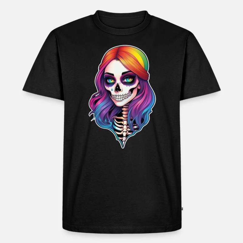 Halloween - Rock & Regenbogen - Männer Premium Bio T-Shirt - Schwarz