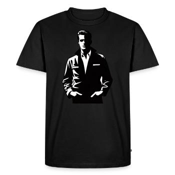 Mystère Noir : L’Homme dans l’Ombre - T-shirt Premium bio Homme - noir - Devant - Nico (187cm)