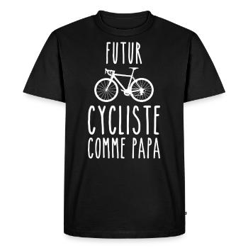 Futur cycliste comme papa - T-shirt Premium bio Homme - noir - Devant - Nico (187cm)