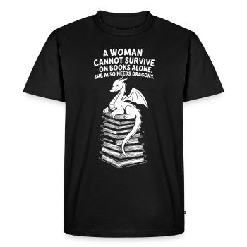 Books & Dragons – Perfect Fantasy Design - Men's Premium Organic T-Shirt - black - Front - Nico (187cm)