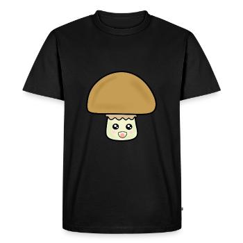 Champignon champignon mignon avec visage - T-shirt Premium bio Homme - noir - Devant - Nico (187cm)