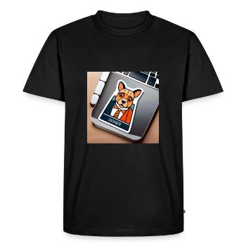 Autocollant chien mignon - T-shirt Premium bio Homme - noir - Devant - Nico (187cm)