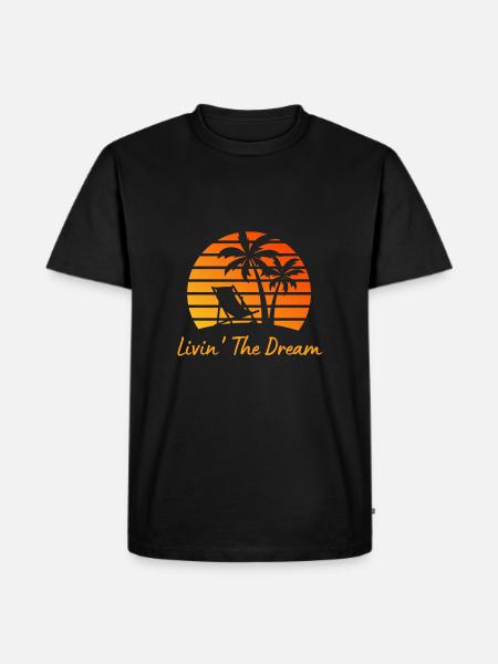 Live your dream beach palm trees holiday sun fun - Men's Premium Organic T-Shirt - black