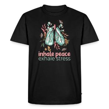Yoga Zen Motivation Inhale Peace Inspiration - Men's Premium Organic T-Shirt - black - Front - Nico (187cm)