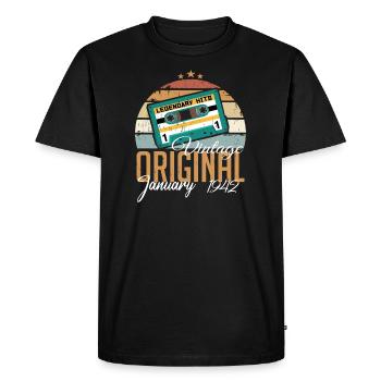 Les légendes sont nées en janvier 1942 - T-shirt Premium bio Homme - noir - Devant - Nico (187cm)