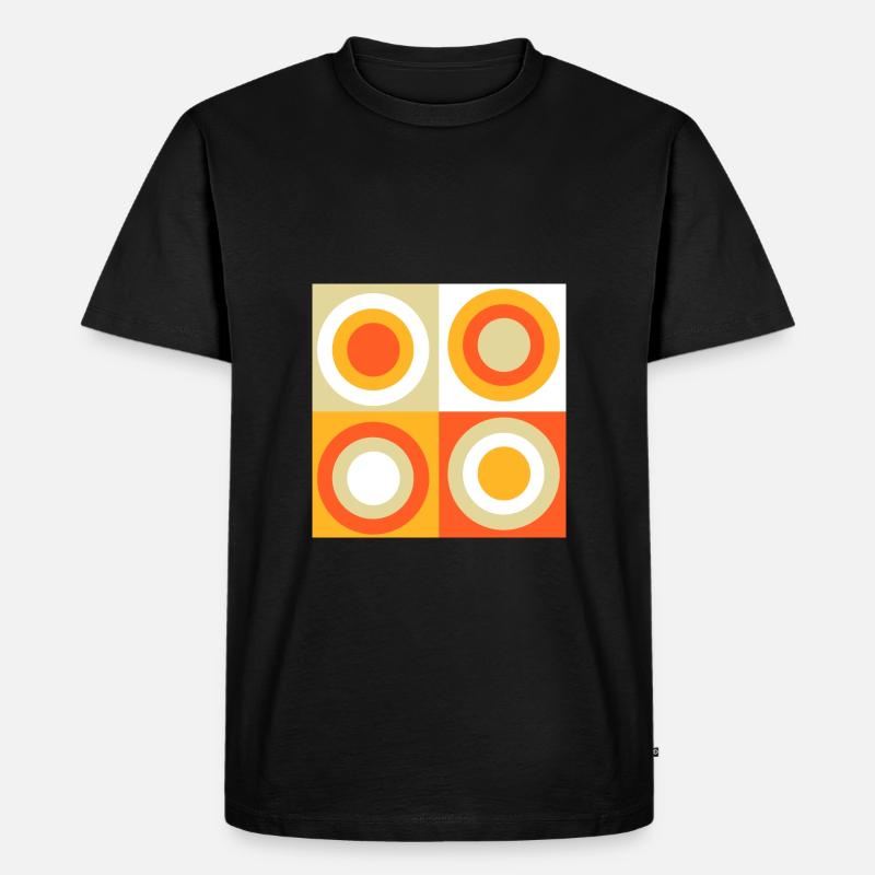 70s Pattern Circles Squiggle - Men's Premium Organic T-Shirt - black
