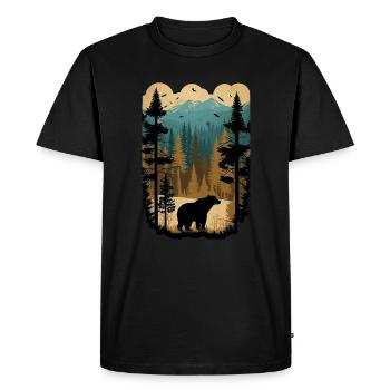 Nature Forest Animals Bear Vintage Retro Hiking Outdoor - Men's Premium Organic T-Shirt - black - Front - Nico (187cm)